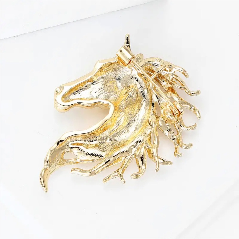 Gold-Tone Horse Head Brooch/Pendant - Picture 5 of 7